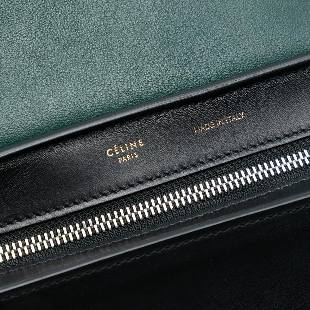 Celine B Celine Black with Multi Calf Leather Medium Tricolor skin and Ponyhair Trapeze Satchel Italy