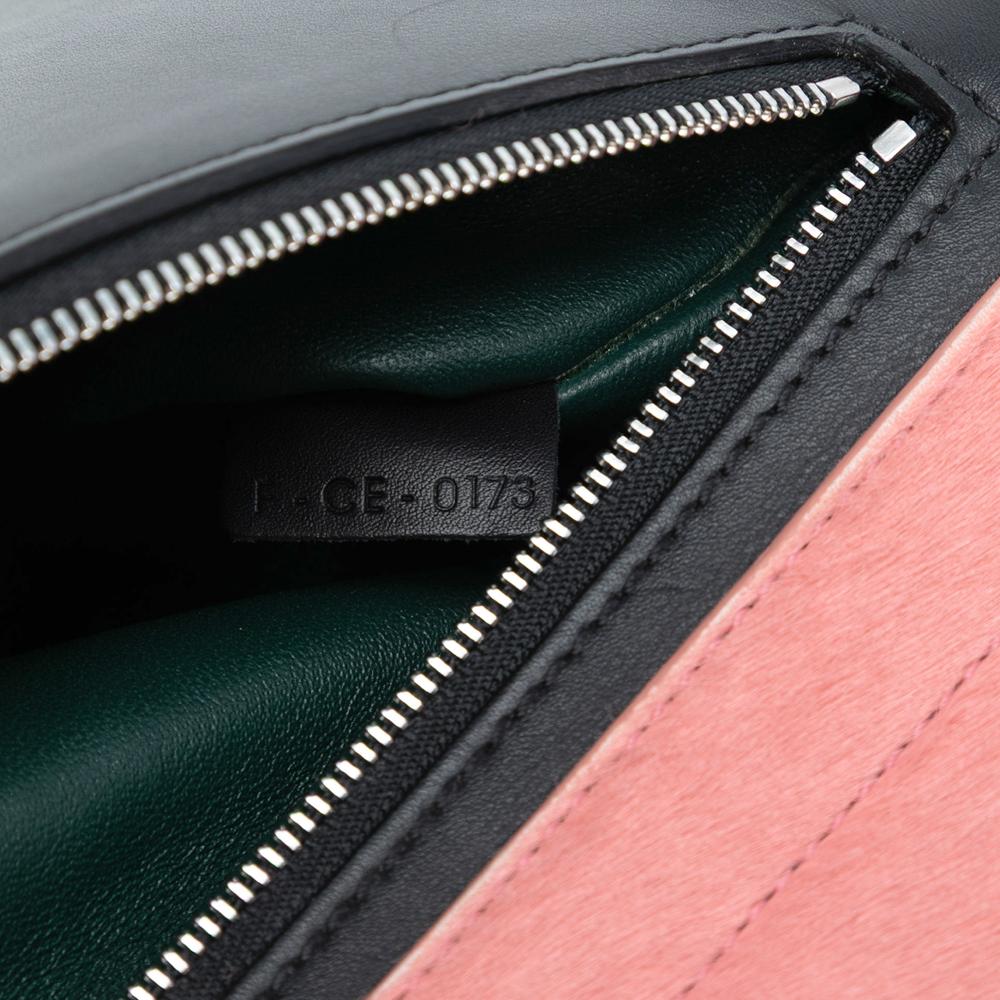 Celine B Celine Black with Multi Calf Leather Medium Tricolor skin and Ponyhair Trapeze Satchel Italy