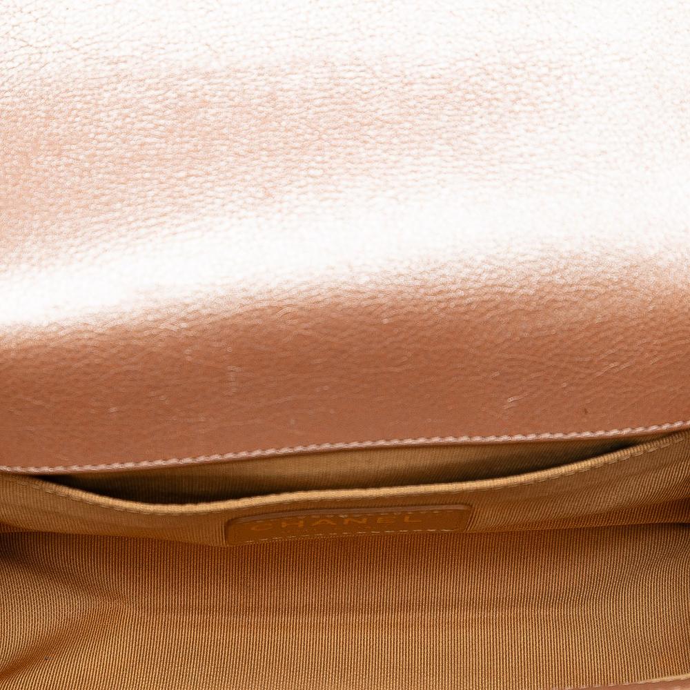 Chanel AB Chanel Orange Peach Calf Leather Small Quilted Metallic skin Boy Flap Italy