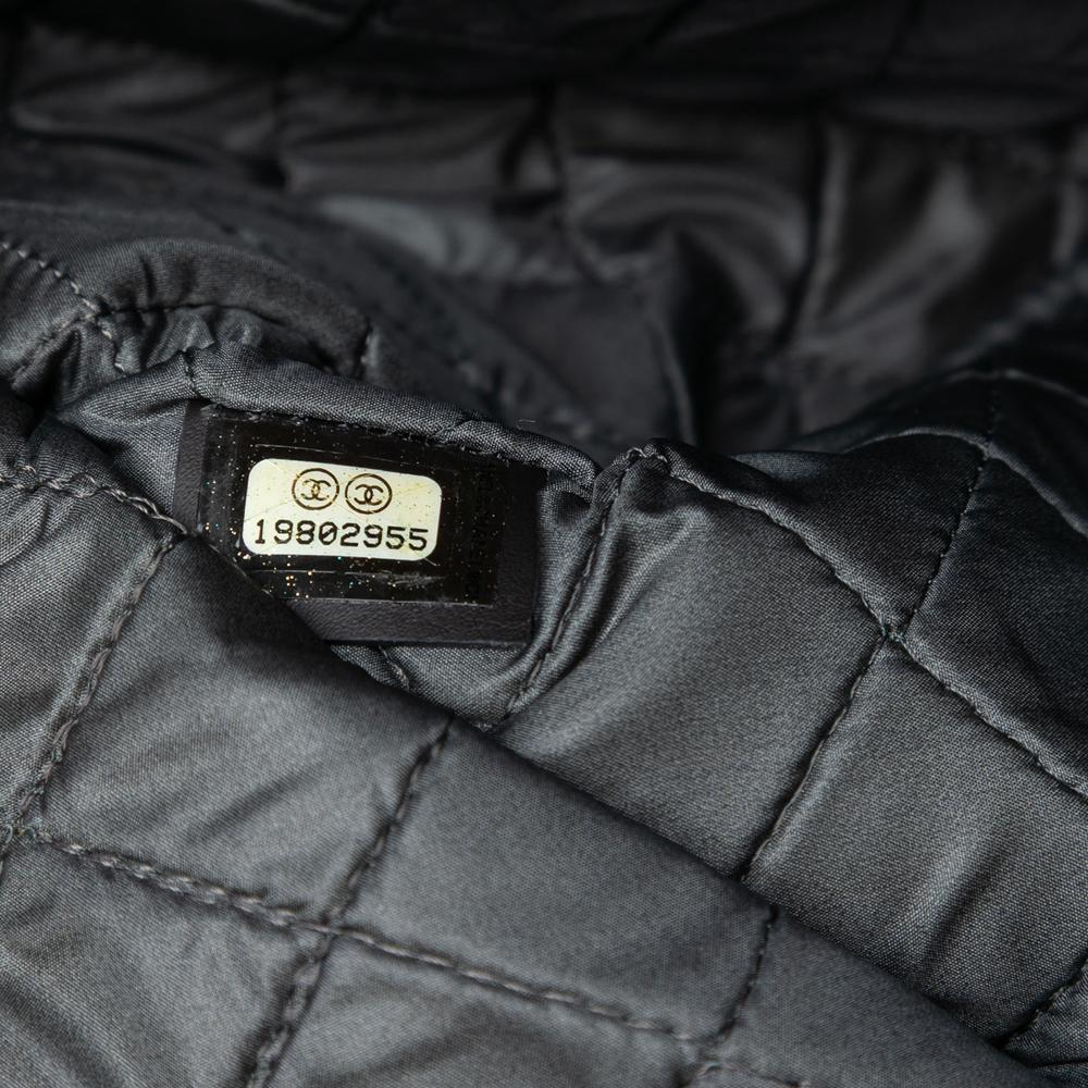 Chanel AB Chanel Black Patent Leather Leather Large Quilted Iridescent Patent O Case Clutch Italy