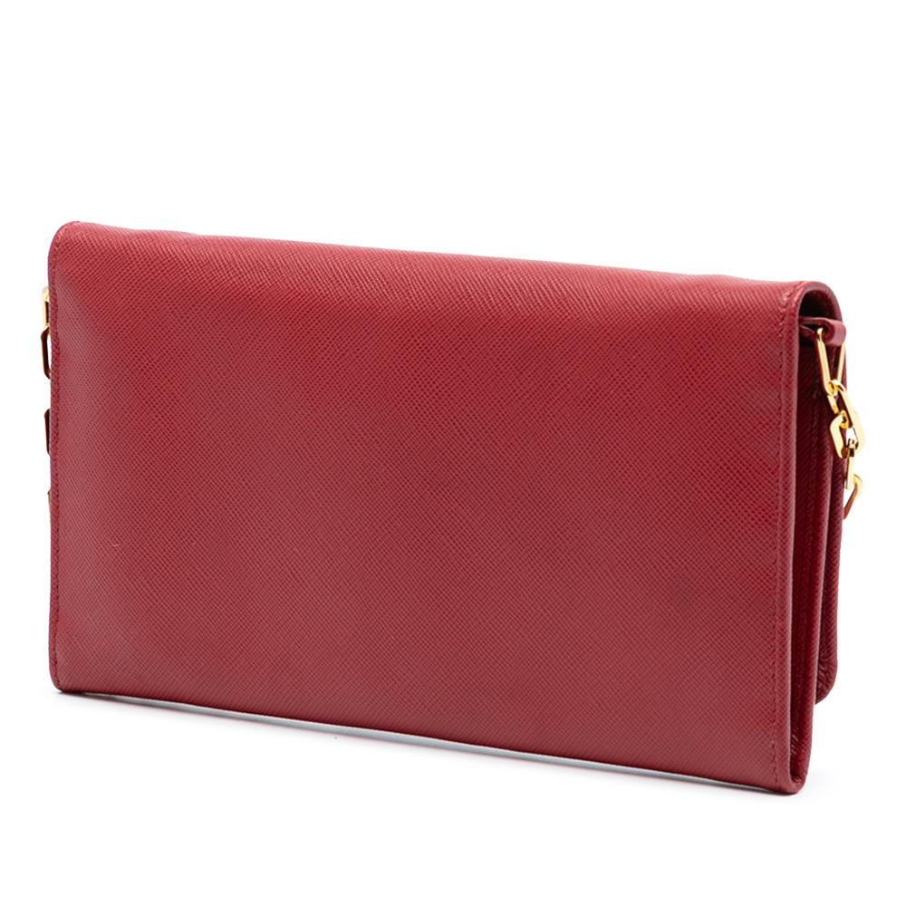 Prada AB Prada Red Saffiano Leather Wallet on Chain Italy