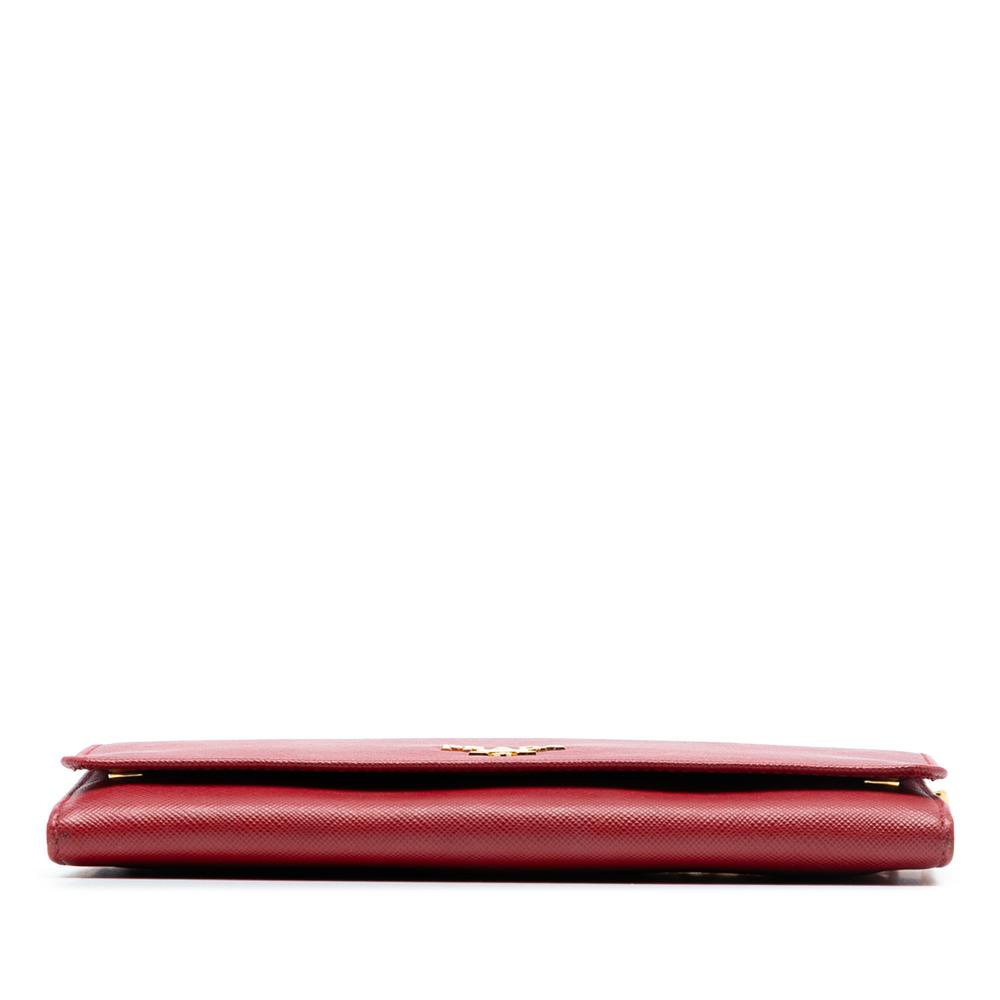 Prada AB Prada Red Saffiano Leather Wallet on Chain Italy