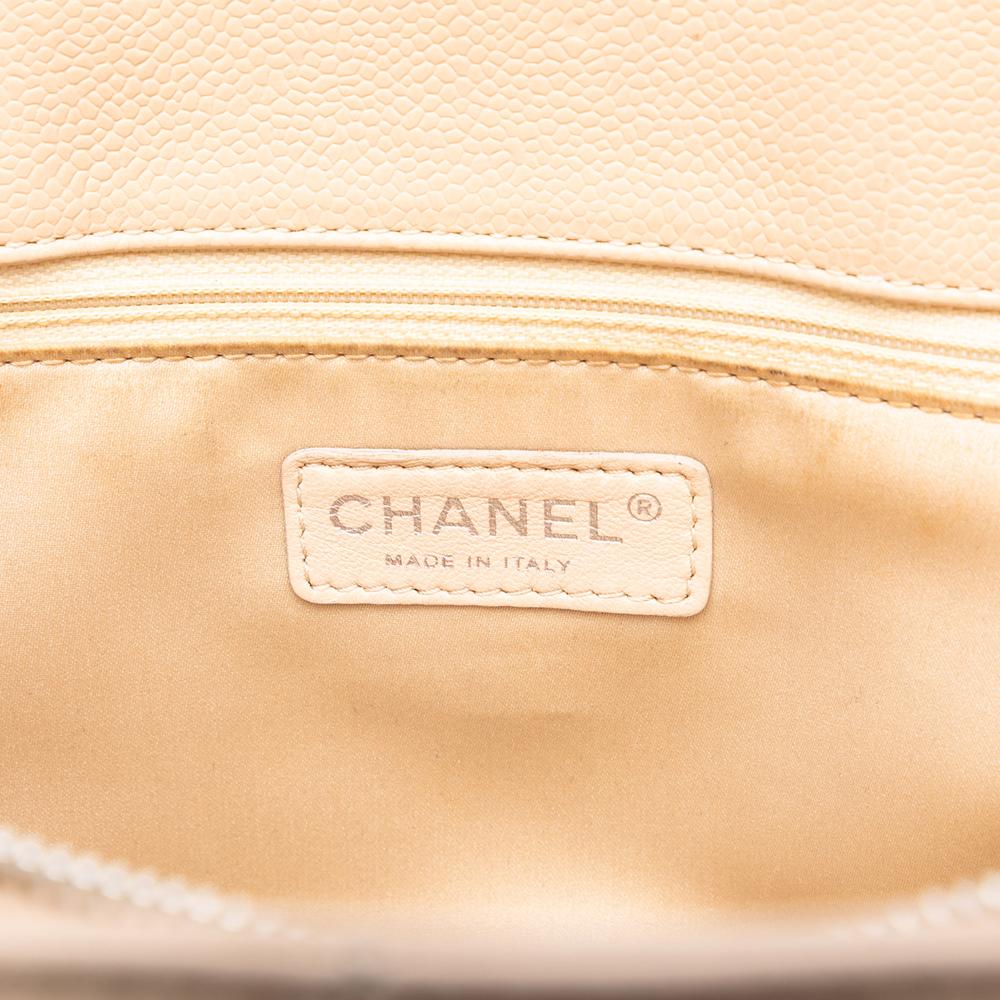 Chanel B Chanel Brown Light Beige Caviar Leather Leather Caviar Grand Shopping Tote Italy