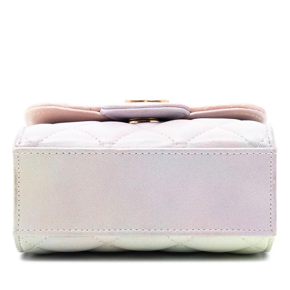 Chanel Pink CC Quilted Lambskin Ombre Top Handle Flap Clutch With Chain France