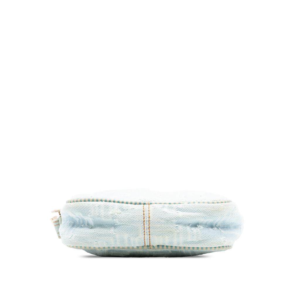 Fendi AB Fendi Blue Light Blue Denim Fabric Zucca Crossbody Italy