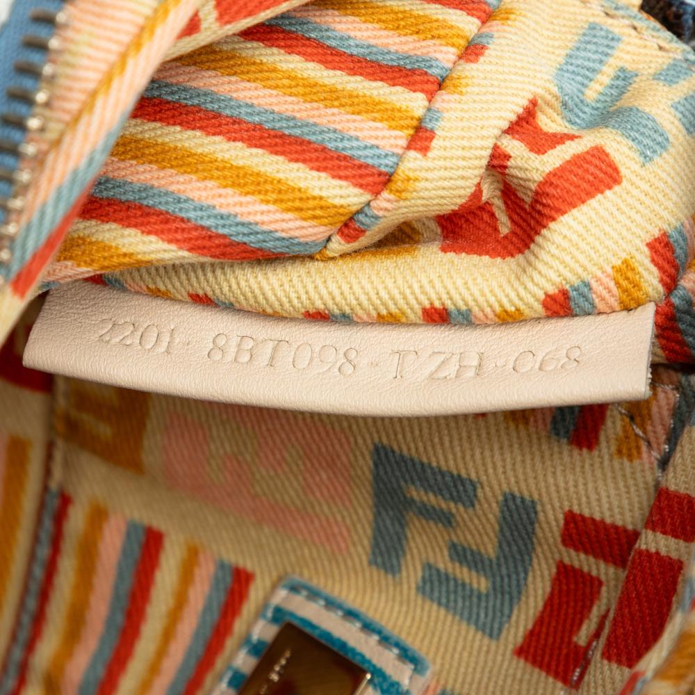 Fendi AB Fendi Blue Light Blue Denim Fabric Zucca Crossbody Italy