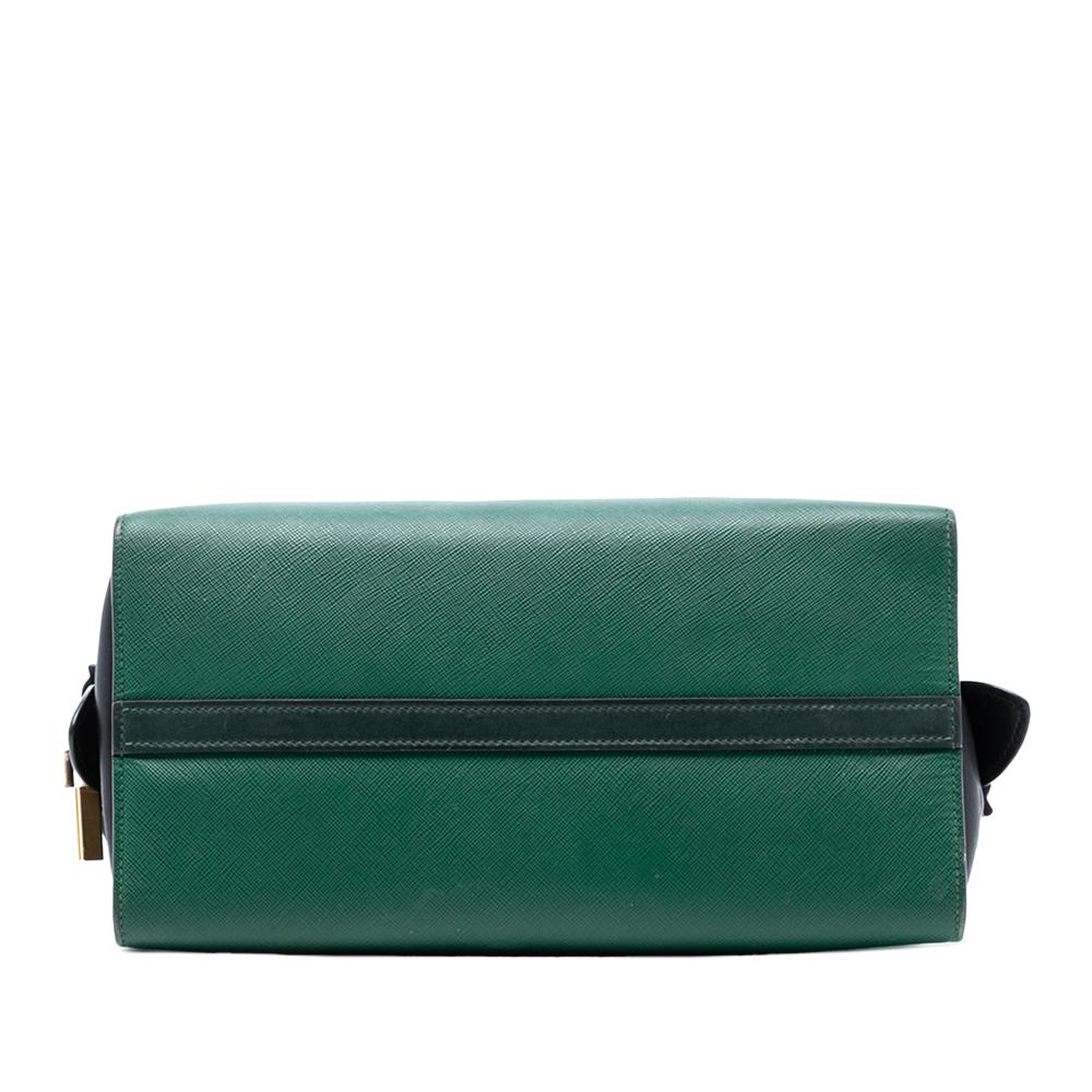 Prada B Prada Green with Black Saffiano Leather and City Calf Esplanade Satchel Italy