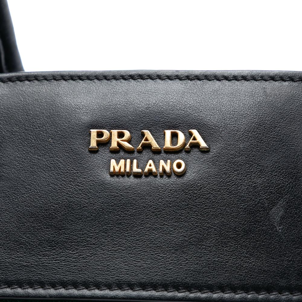 Prada B Prada Green with Black Saffiano Leather and City Calf Esplanade Satchel Italy