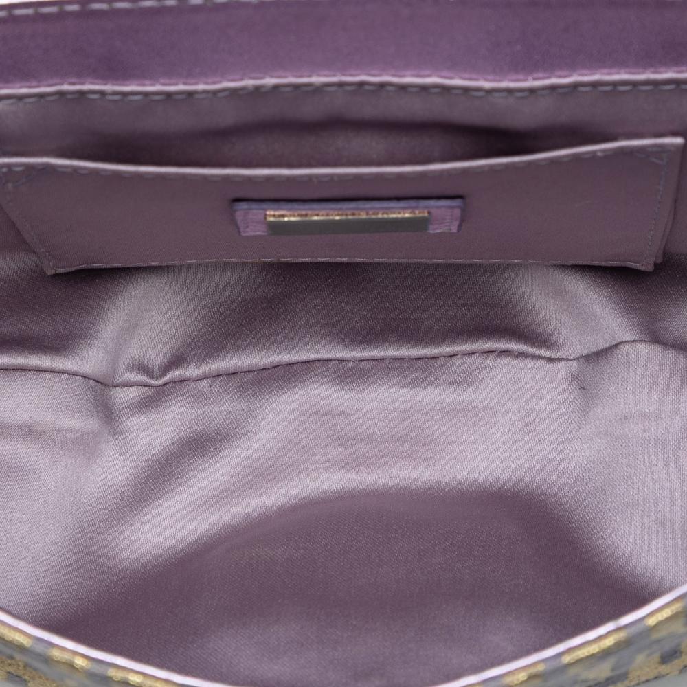 Fendi AB Fendi Gold Coated Canvas Fabric Zucchino and Metallic Leather Compilation Shoulder Bag Italy