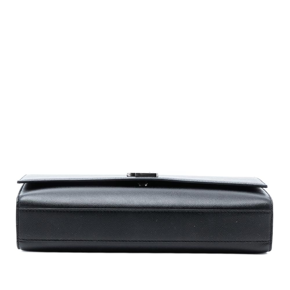 Saint Laurent B Saint Laurent Black Calf Leather Medium Grain De Poudre Monogram Kate Crossbody Italy