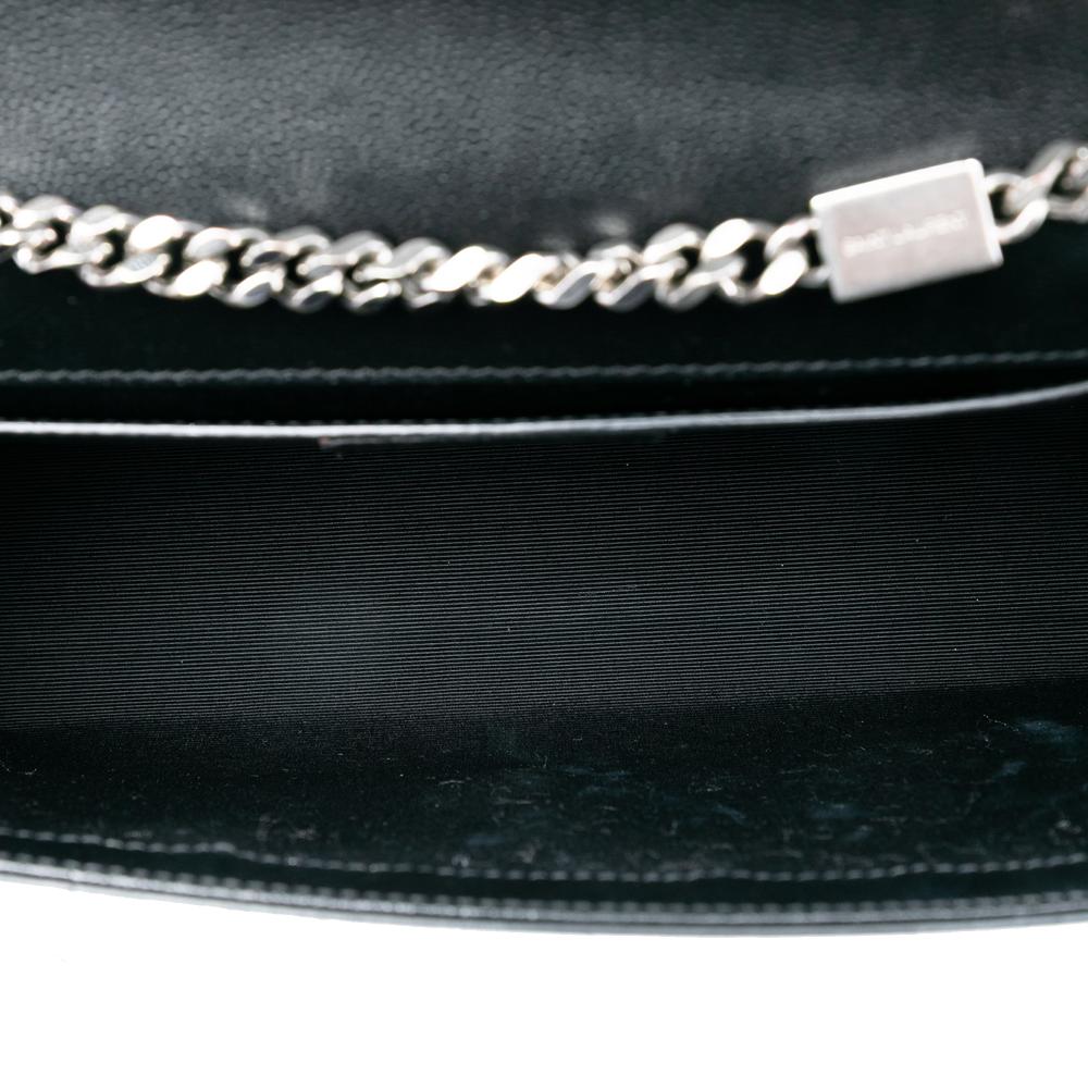 Saint Laurent B Saint Laurent Black Calf Leather Medium Grain De Poudre Monogram Kate Crossbody Italy