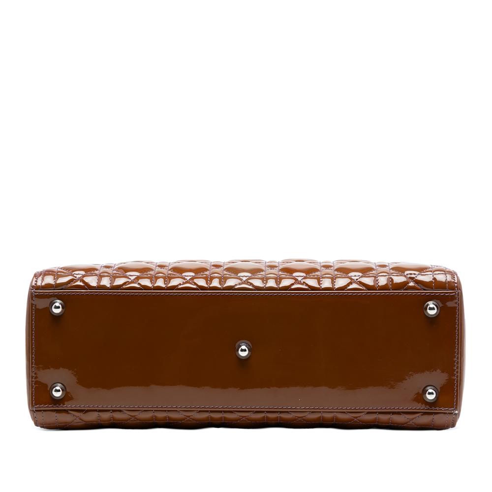 Christian Dior B Dior Brown Patent Leather Leather Large Patent Cannage Lady Dior Italy