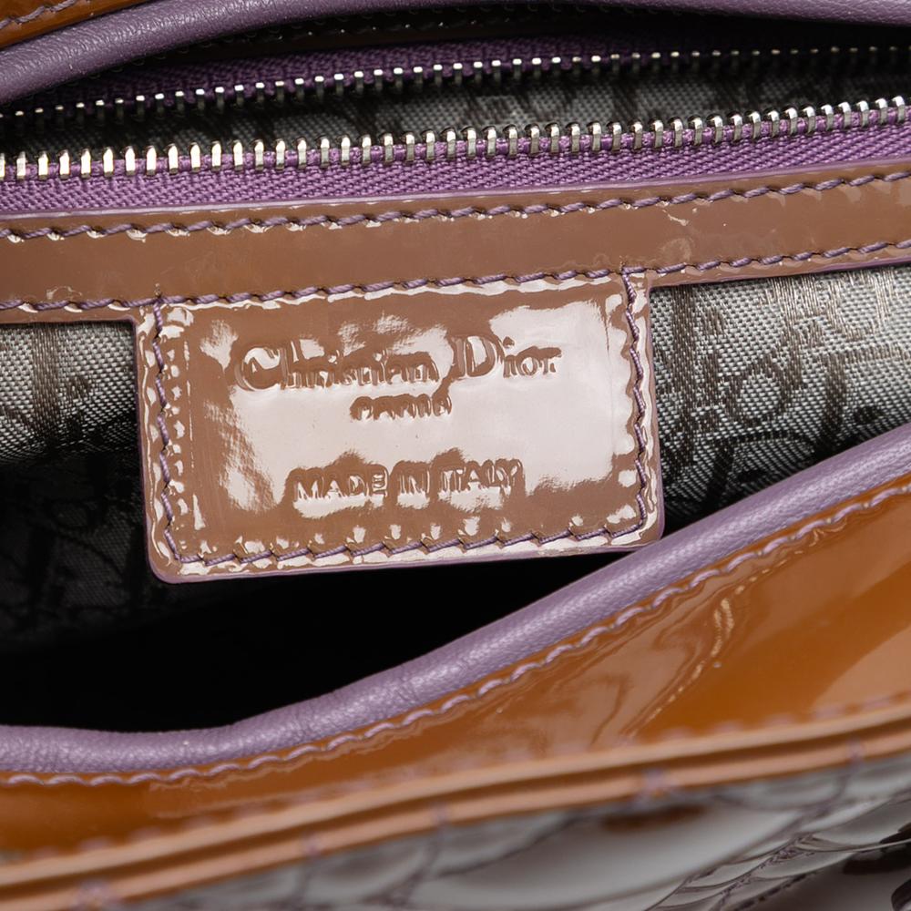 Christian Dior B Dior Brown Patent Leather Leather Large Patent Cannage Lady Dior Italy