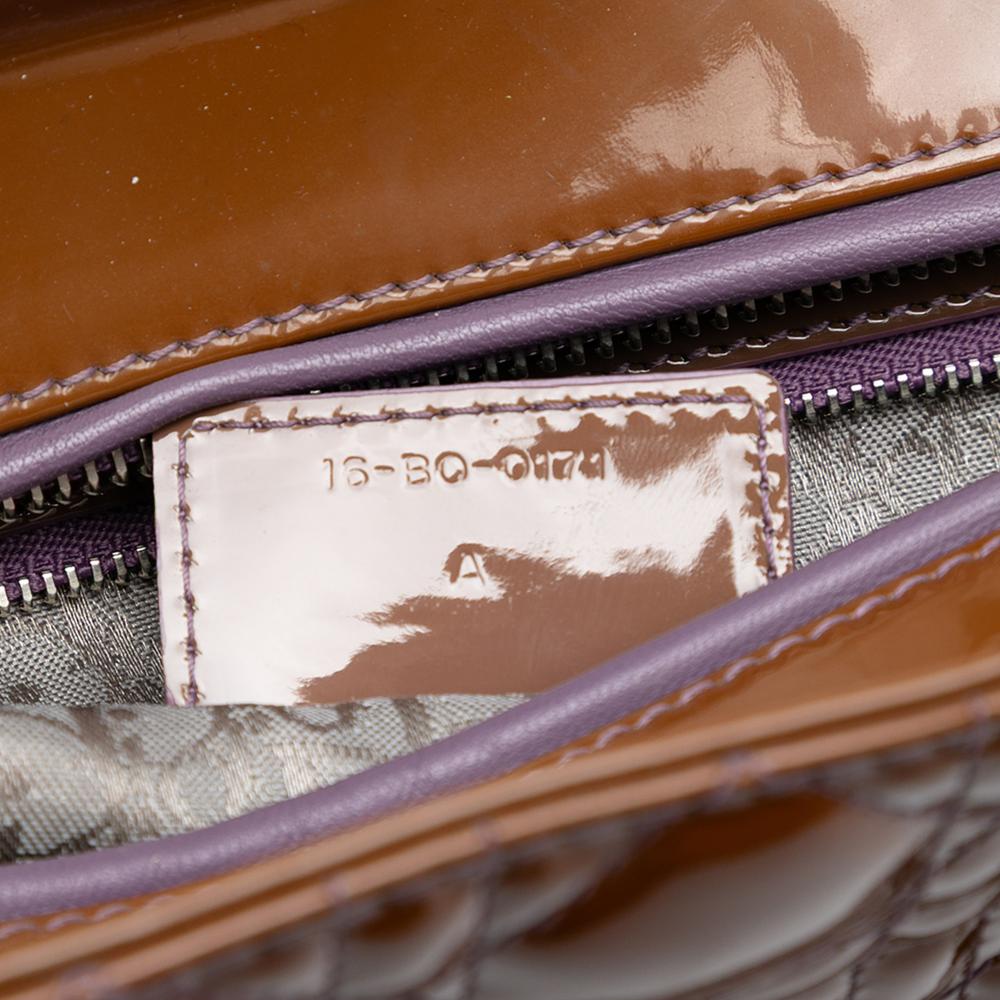 Christian Dior B Dior Brown Patent Leather Leather Large Patent Cannage Lady Dior Italy