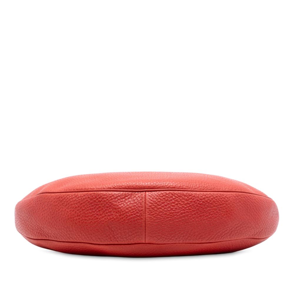 Gucci AB Gucci Red Calf Leather Pebbled skin Bamboo Ring Hobo Italy