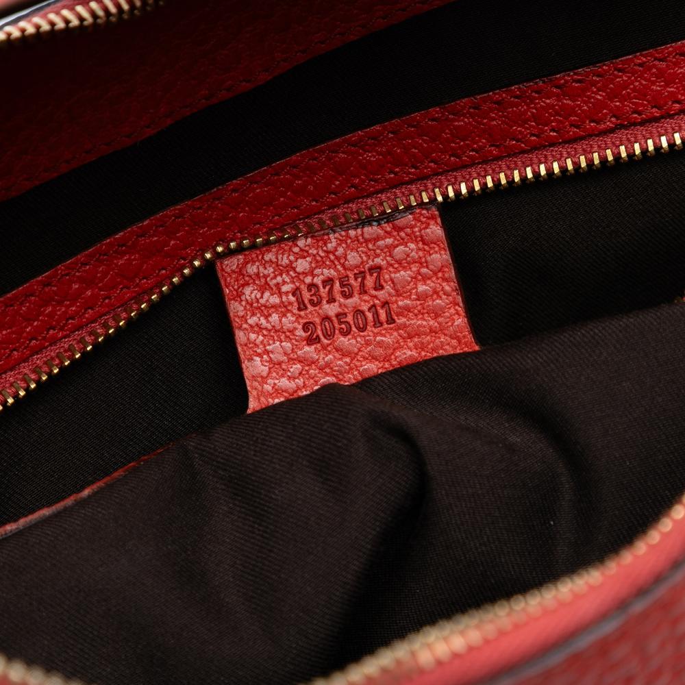 Gucci AB Gucci Red Calf Leather Pebbled skin Bamboo Ring Hobo Italy