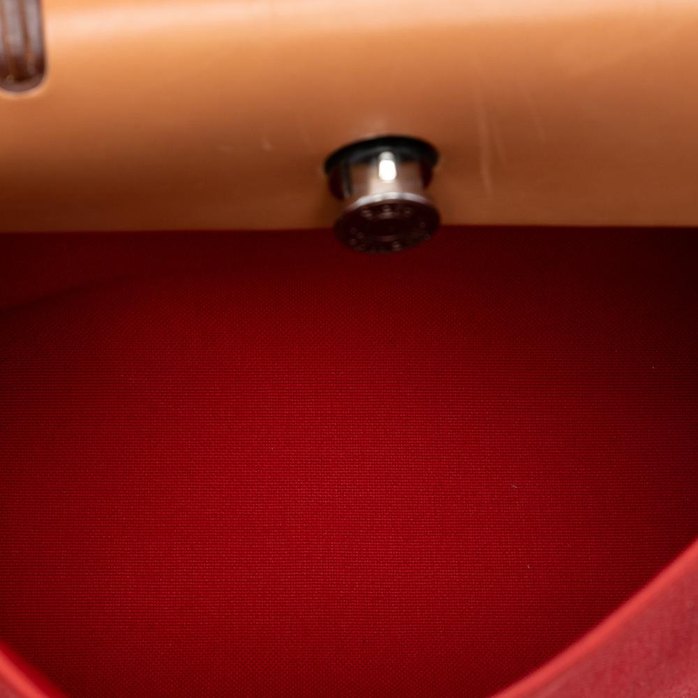 Hermès B Hermès Red with Brown Canvas Fabric Toile Herbag Zip 31 France