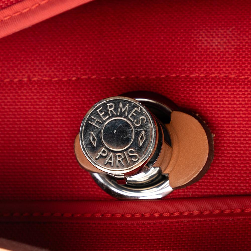 Hermès B Hermès Red with Brown Canvas Fabric Toile Herbag Zip 31 France