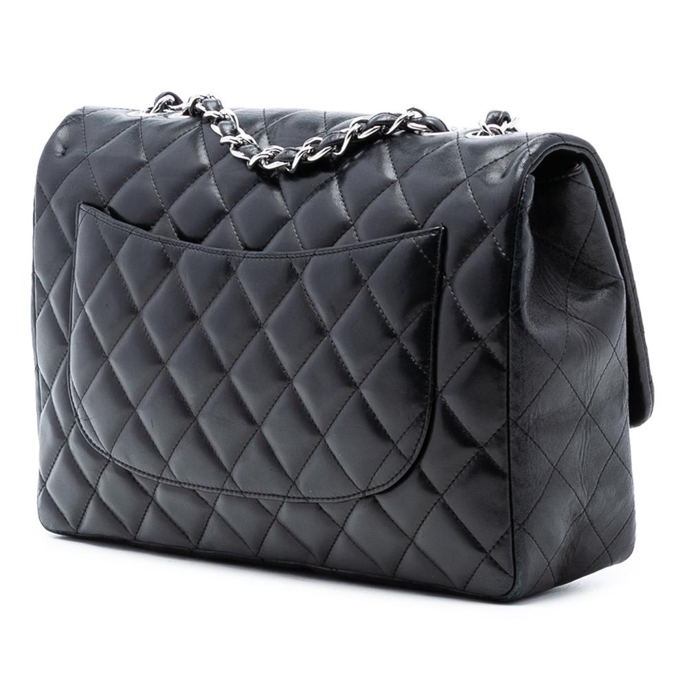 Chanel B Chanel Black Lambskin Leather Leather Jumbo Classic Lambskin Single Flap France
