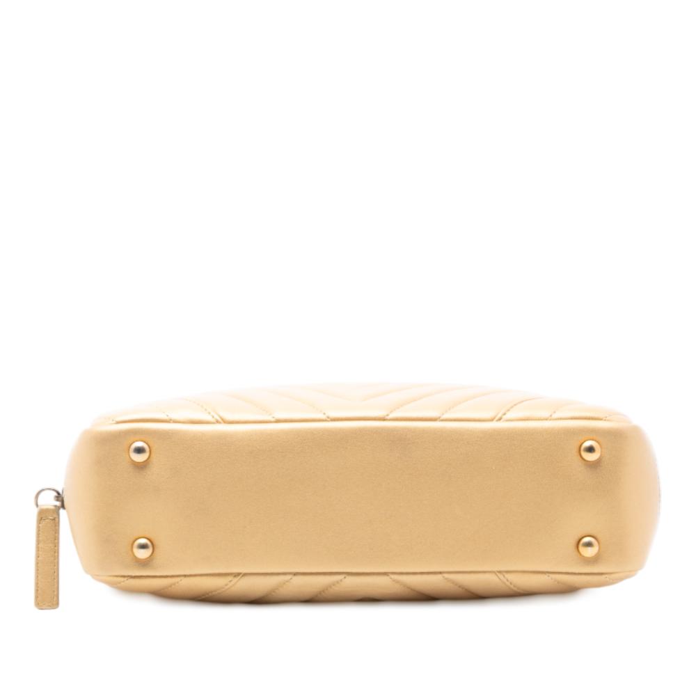 Chanel B Chanel Gold Lambskin Leather Leather CC Chevron Lambskin Camera Shoulder Bag Italy