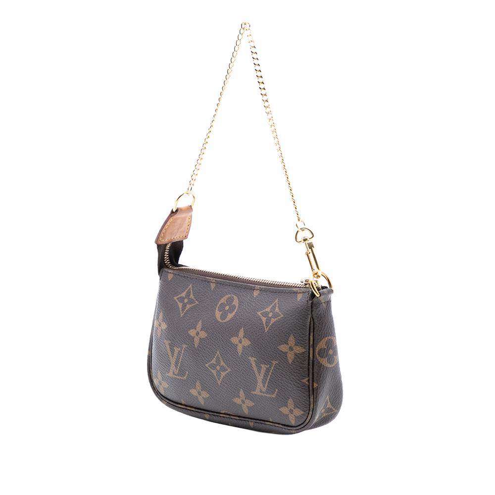 Louis Vuitton B Louis Vuitton Brown Monogram Canvas Fabric Monogram Mini Pochette Accessoires Spain