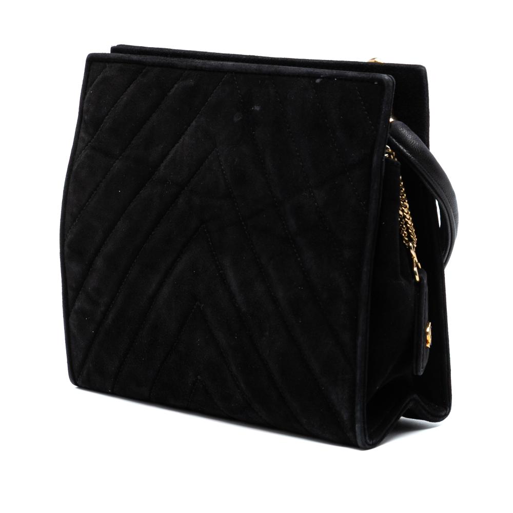 Chanel B Chanel Black Velvet Fabric Chevron CC Stones Crossbody Italy