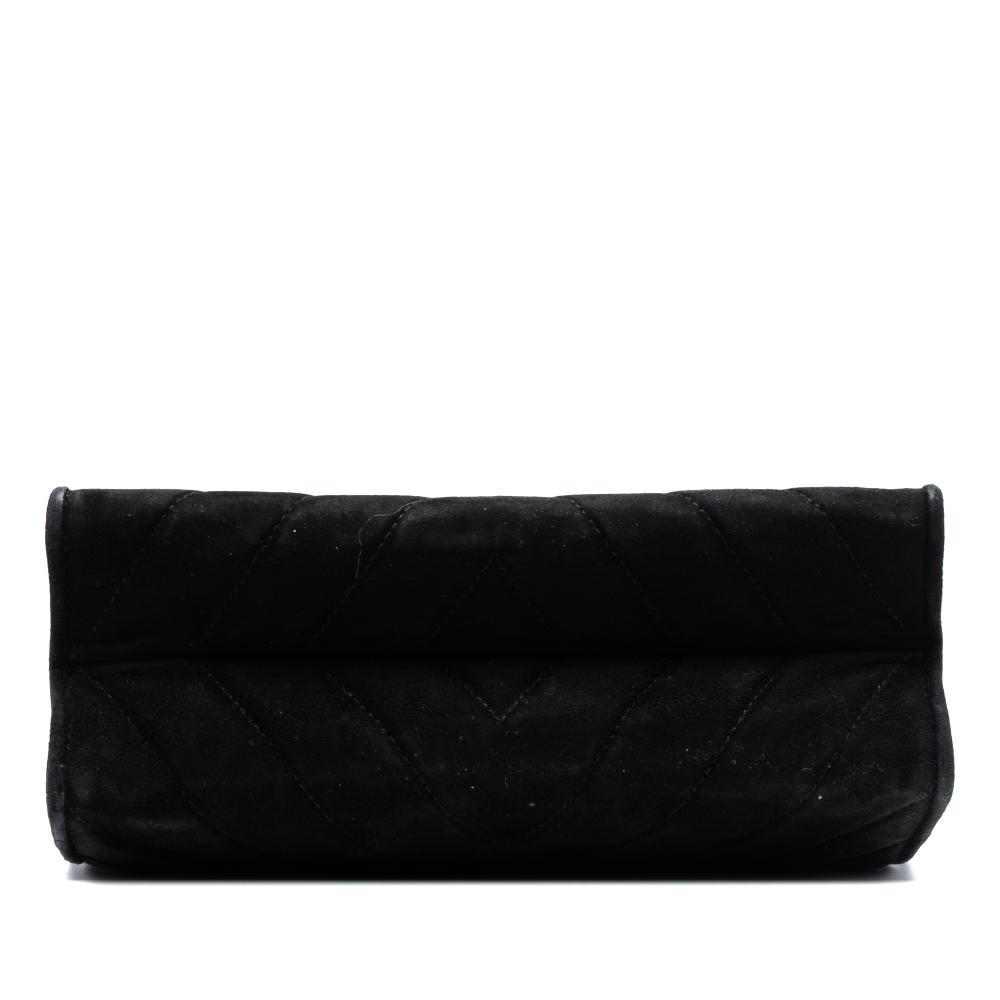 Chanel B Chanel Black Velvet Fabric Chevron CC Stones Crossbody Italy