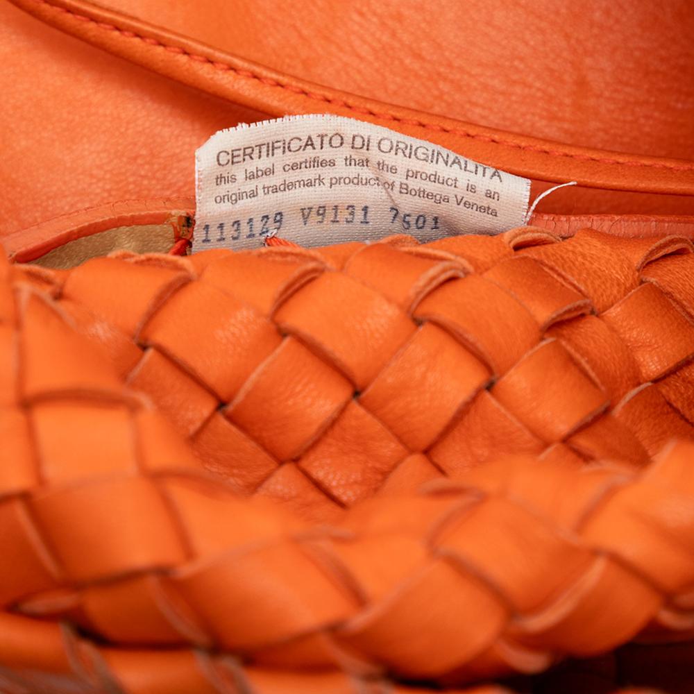 Bottega Veneta B Bottega Veneta Orange Lambskin Leather Leather Large Lambskin Intreccio Cabat Tote Italy