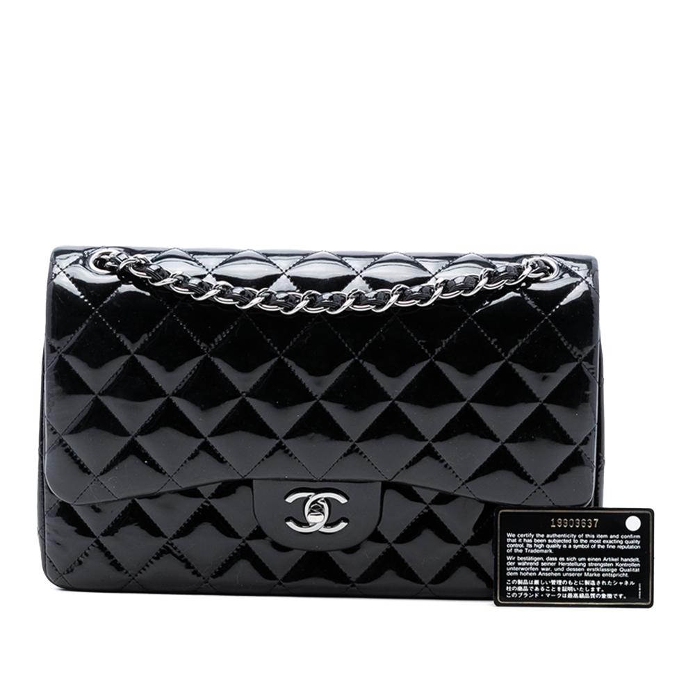 Chanel AB Chanel Black Patent Leather Leather Jumbo Classic Patent Double Flap Italy