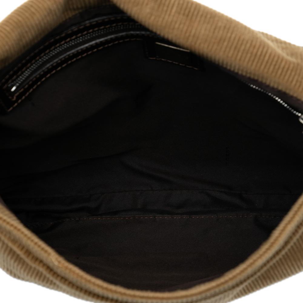 Fendi B Fendi Brown Light Brown Corduroy Fabric Shoulder Bag Italy