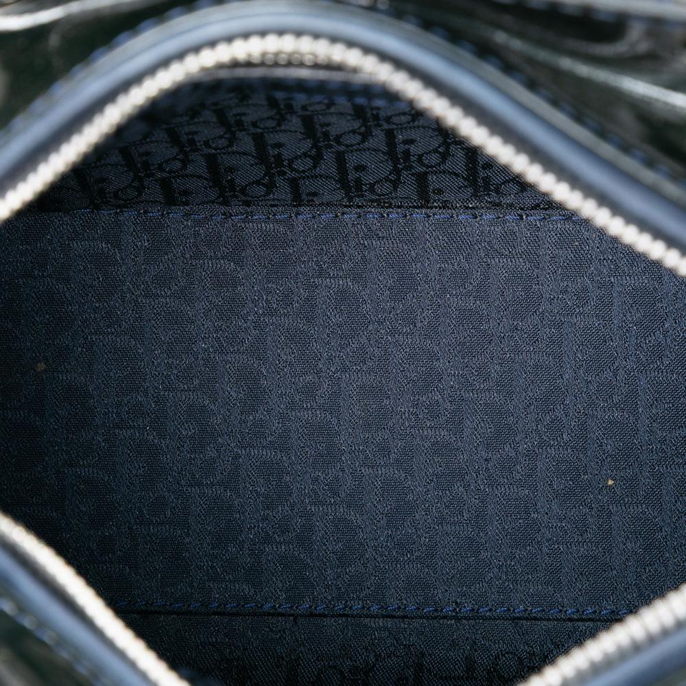 Christian Dior B Dior Blue Navy Patent Leather Leather Medium Patent Cannage Lady Dior Italy