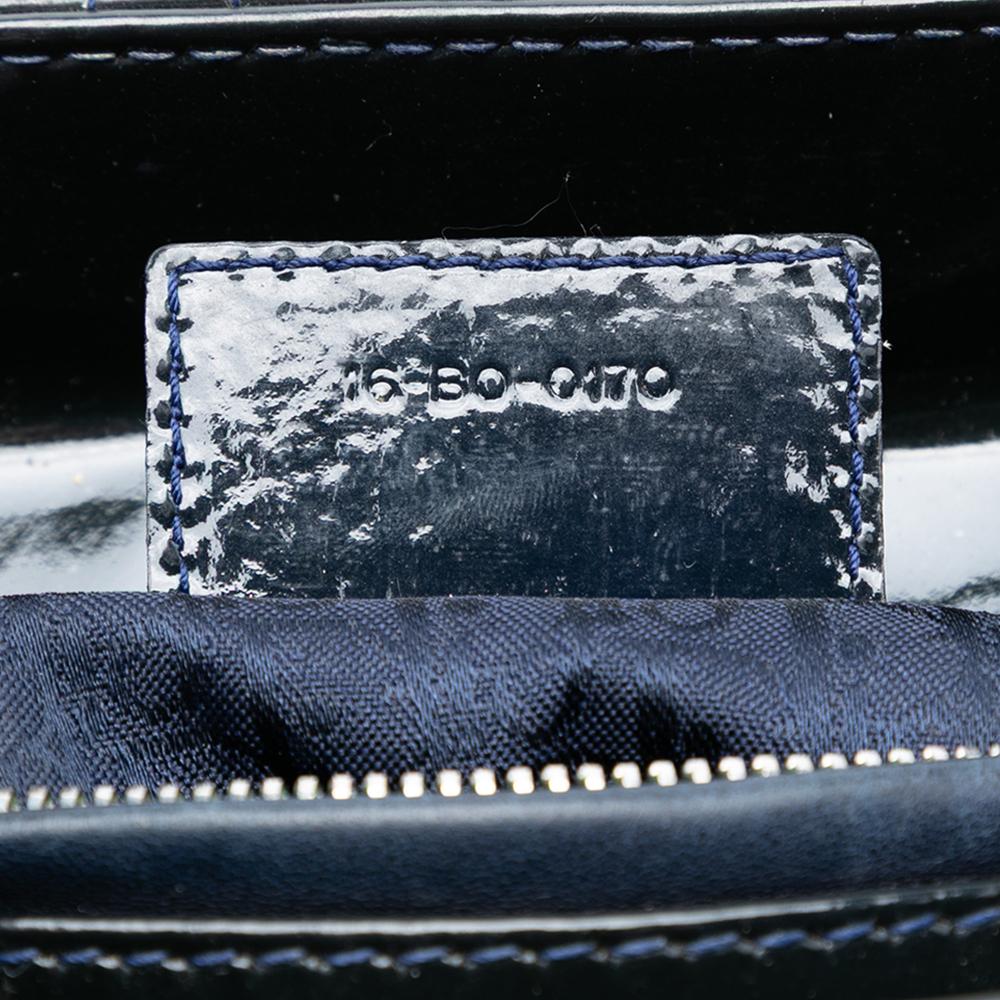 Christian Dior B Dior Blue Navy Patent Leather Leather Medium Patent Cannage Lady Dior Italy