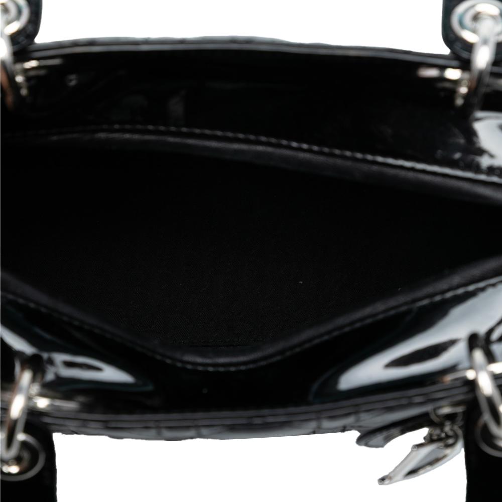 Christian Dior B Dior Black Patent Leather Leather Medium Patent Cannage Lady Dior Italy