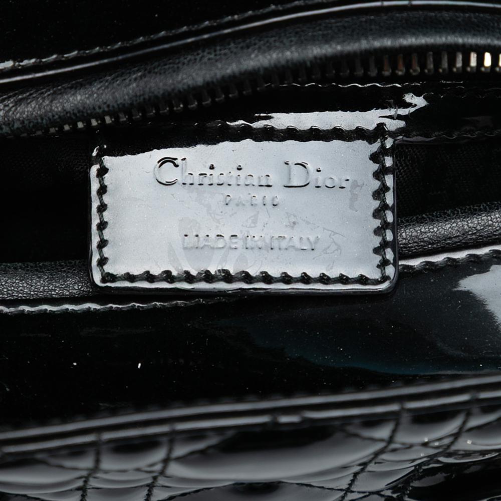 Christian Dior B Dior Black Patent Leather Leather Medium Patent Cannage Lady Dior Italy