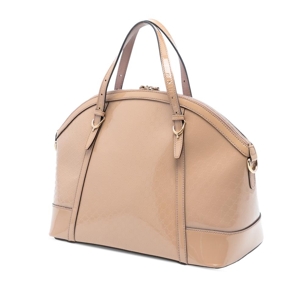 Gucci B Gucci Brown Beige Patent Leather Leather Large Microguccissima Patent Nice Dome Satchel Italy