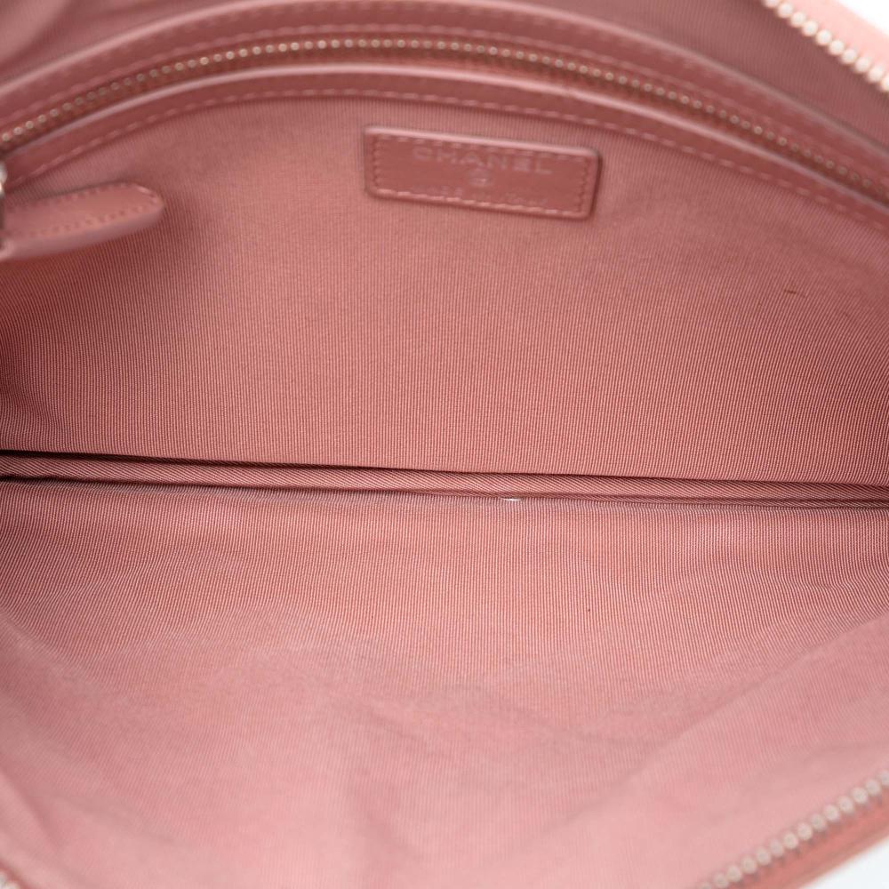 Chanel AB Chanel Pink with White Calf Leather Medium CC Quilted Aged skin Ombre O Case Clutch Italy