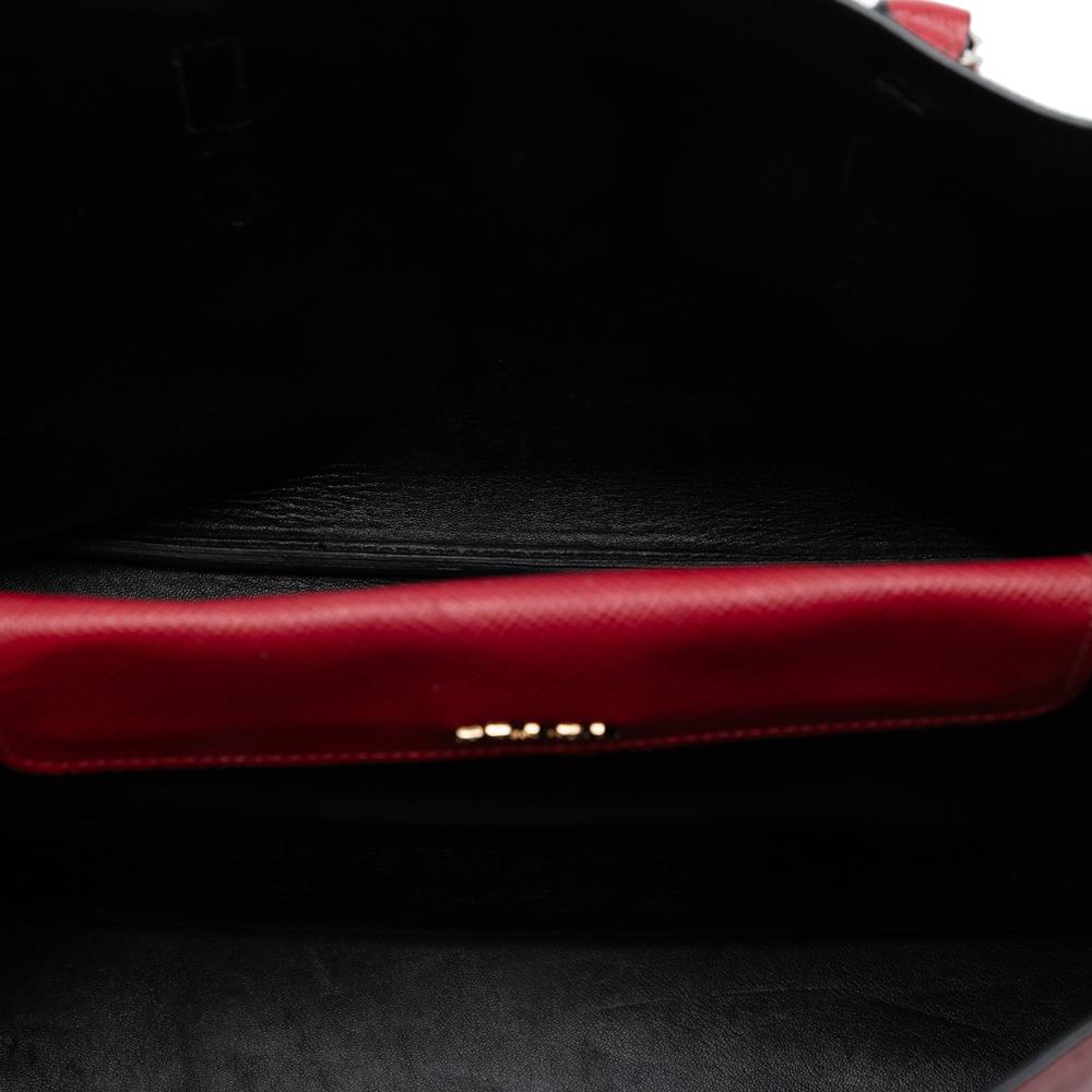 Prada B Prada Red Saffiano Leather Large Cuir Double Satchel Italy