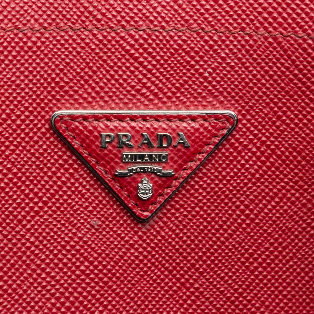Prada B Prada Red Saffiano Leather Large Cuir Double Satchel Italy