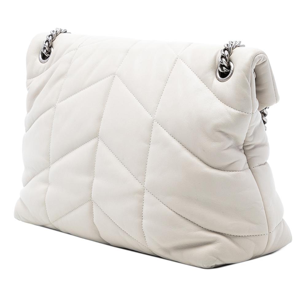 Saint Laurent B Saint Laurent White Nappa Leather Leather Medium Nappa LouLou Puffer Shoulder Bag Italy