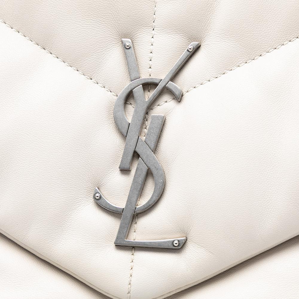 Saint Laurent B Saint Laurent White Nappa Leather Leather Medium Nappa LouLou Puffer Shoulder Bag Italy