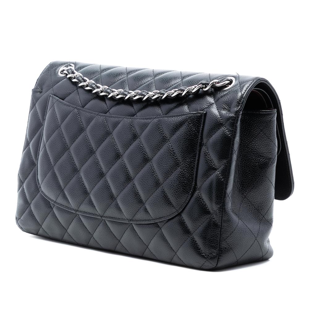 Chanel AB Chanel Black Caviar Leather Leather Jumbo Classic Caviar Double Flap France