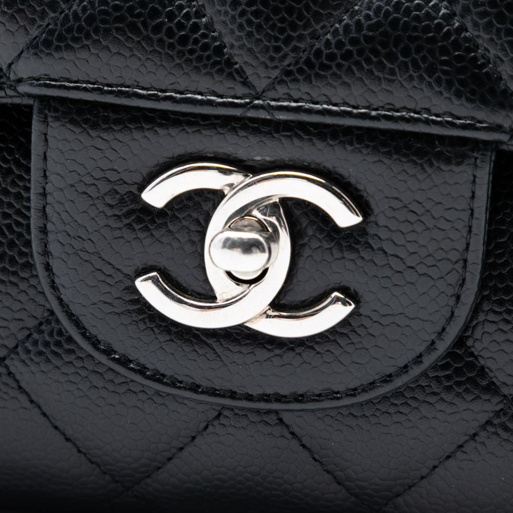 Chanel AB Chanel Black Caviar Leather Leather Jumbo Classic Caviar Double Flap France