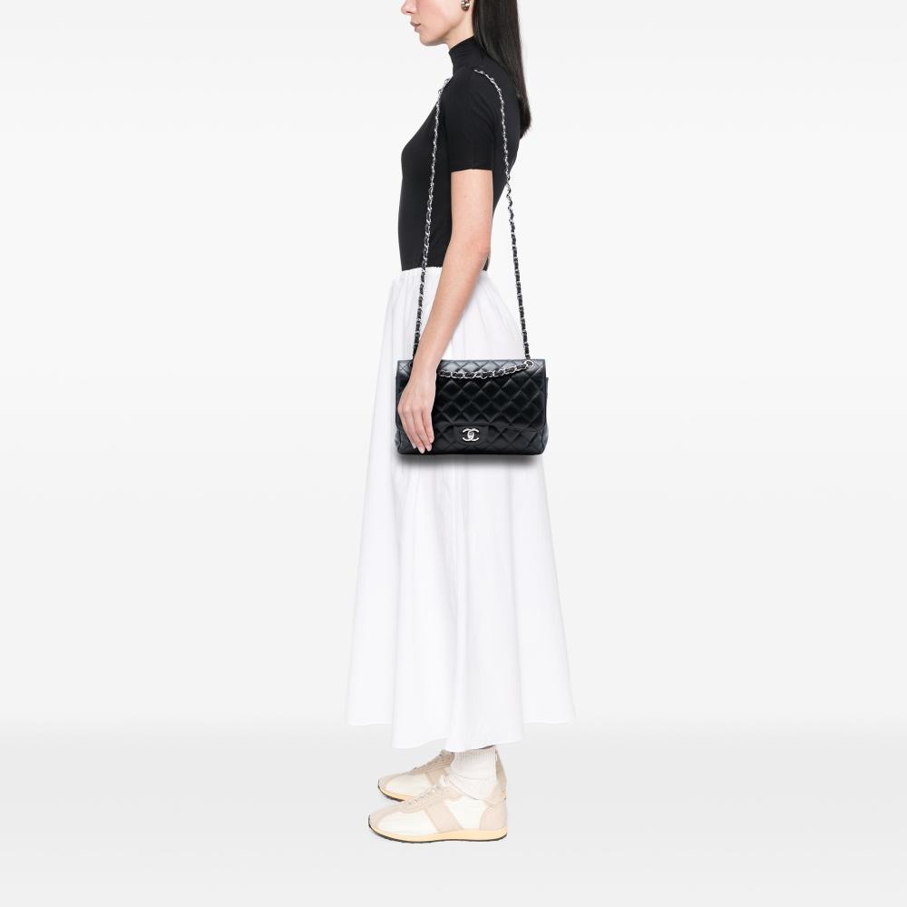 Chanel AB Chanel Black Caviar Leather Leather Jumbo Classic Caviar Double Flap France