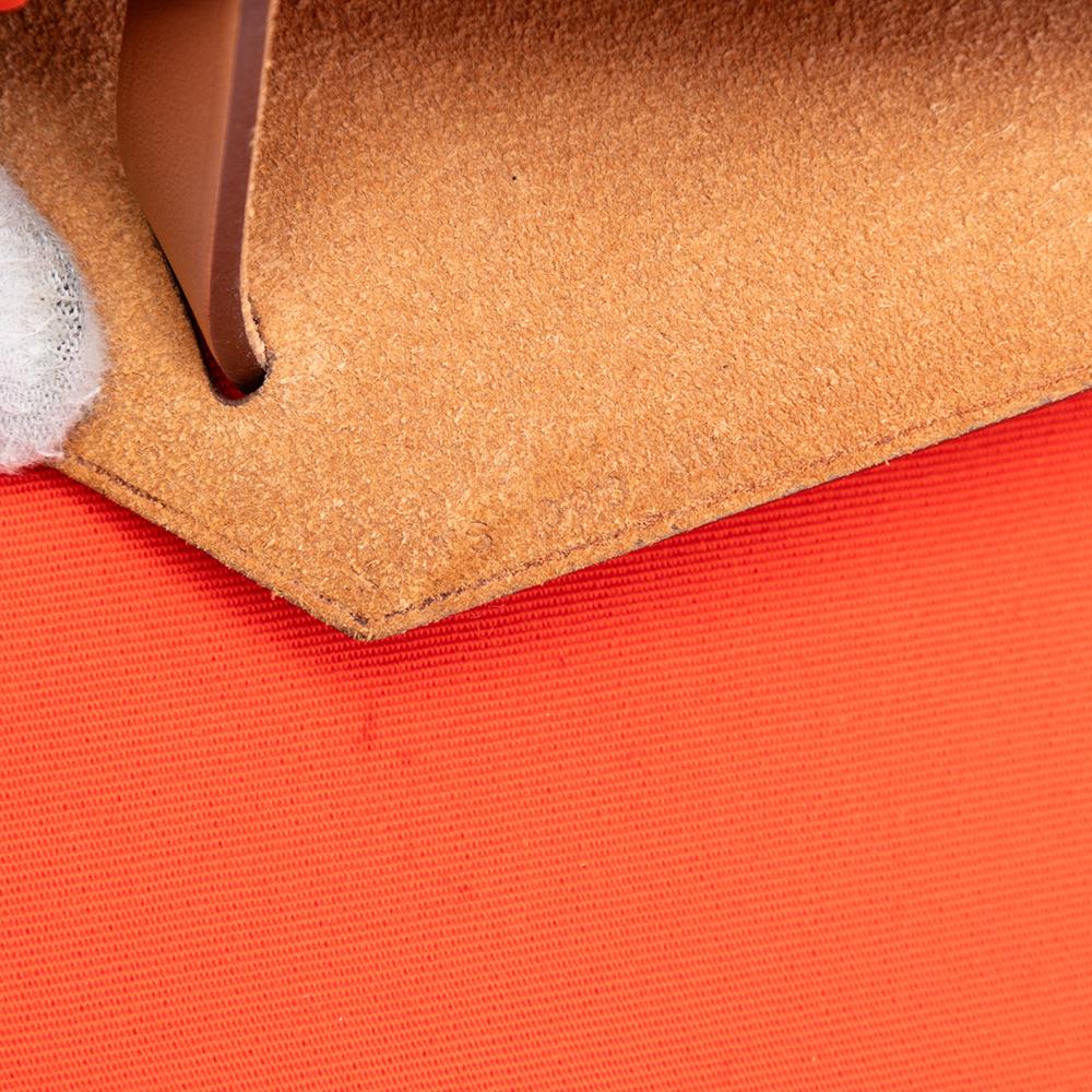 Hermès AB Hermès Orange Dark Orange with Brown Canvas Fabric Toile Herbag Zip 31 France