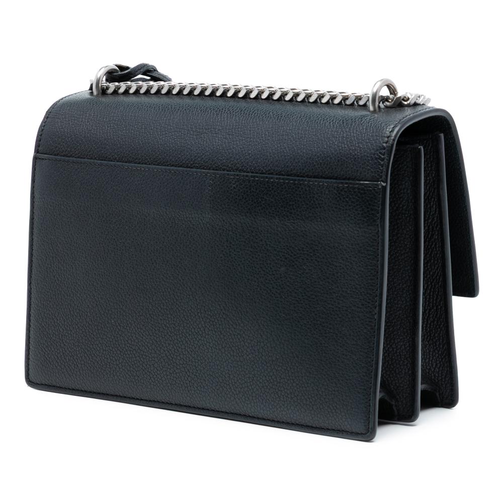 Saint Laurent AB Saint Laurent Black Calf Leather Medium Grained skin Monogram Sunset Crossbody Italy