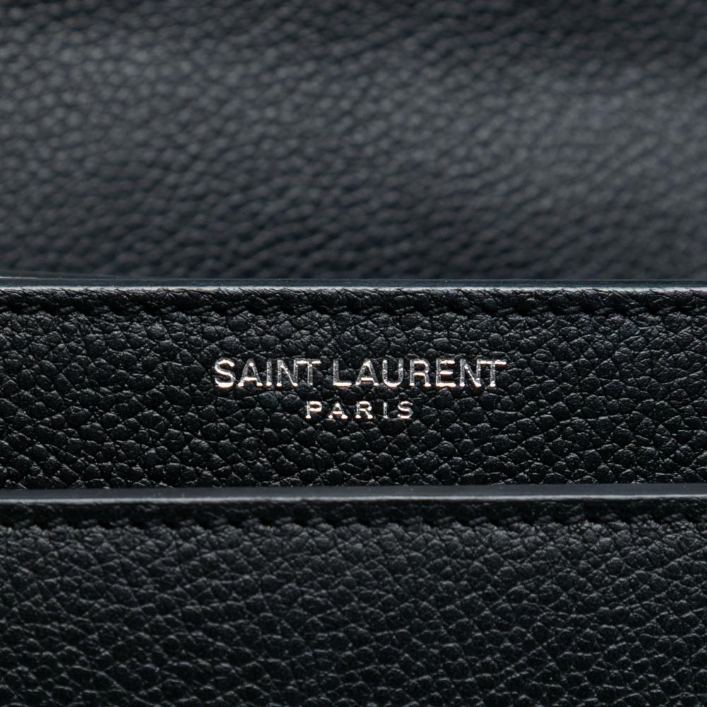 Saint Laurent AB Saint Laurent Black Calf Leather Medium Grained skin Monogram Sunset Crossbody Italy