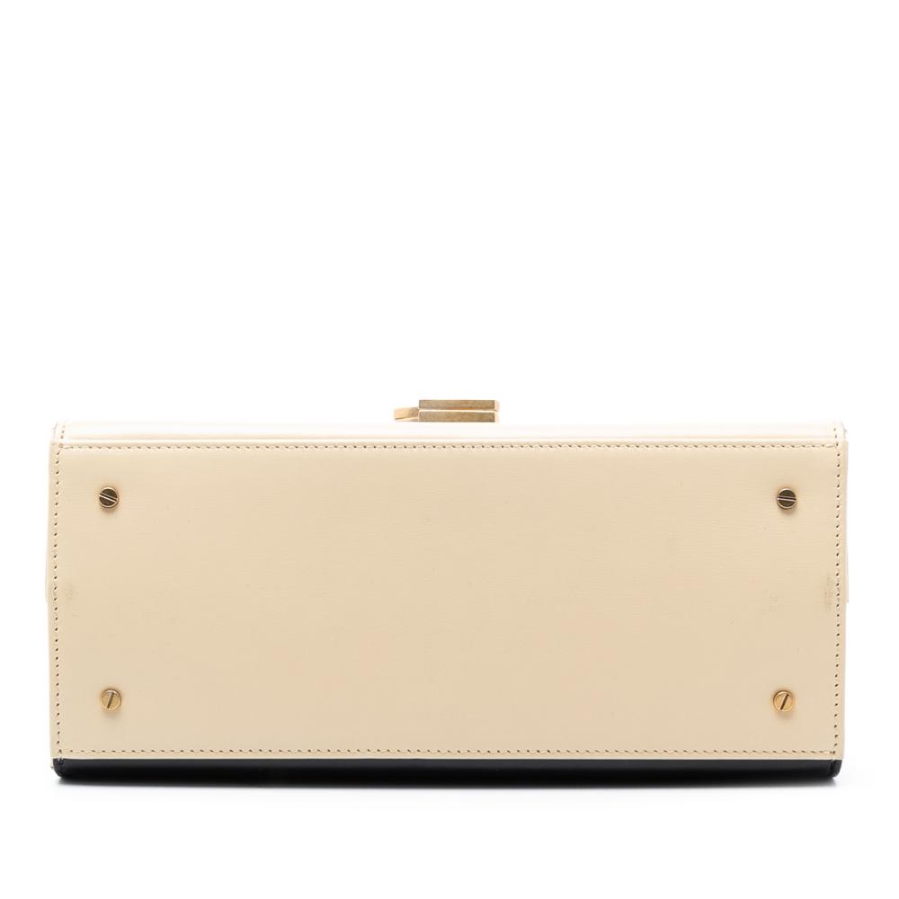 Saint Laurent Black Medium Bicolor Smooth Calfskin Classic Monogram Cassandra Top Handle Bag Italy