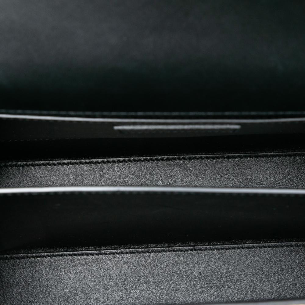 Saint Laurent Black Medium Bicolor Smooth Calfskin Classic Monogram Cassandra Top Handle Bag Italy