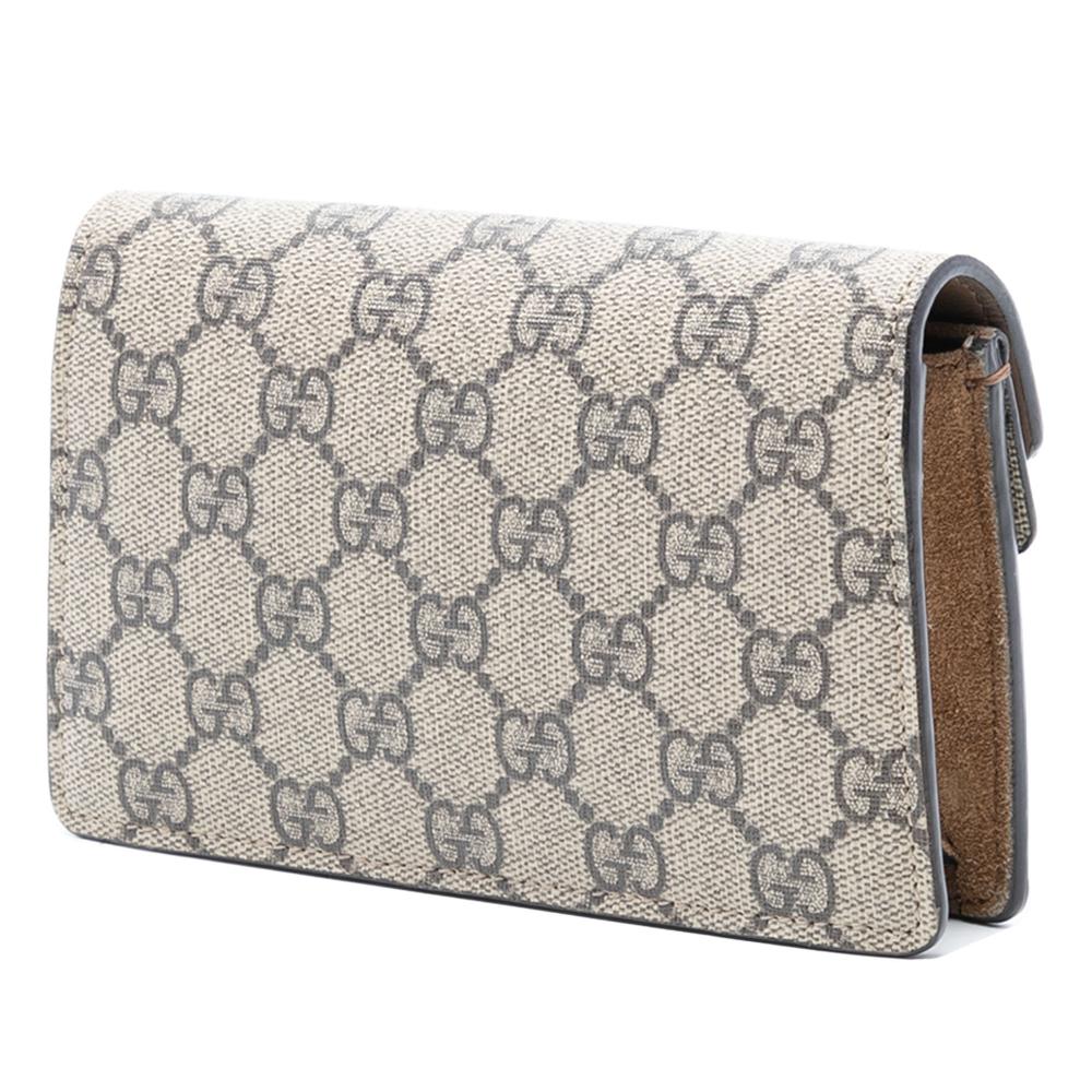 Gucci AB Gucci Brown Beige Coated Canvas Fabric Mini GG Supreme Dionysus Crossbody Italy