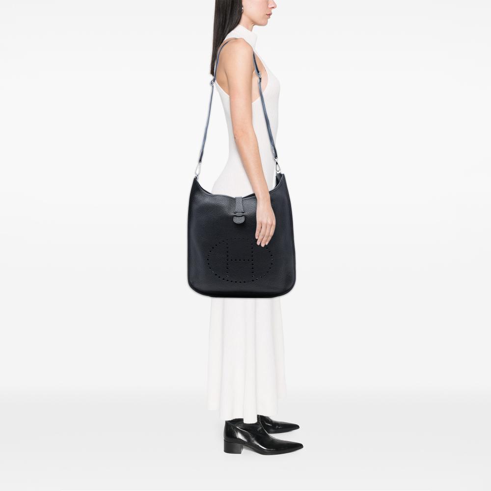 Hermès AB Hermès Blue Navy Calf Leather Clemence Evelyne III 40 France